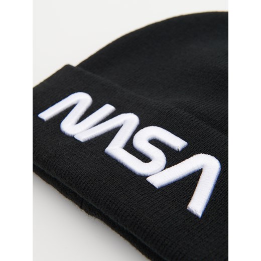 Reserved - Czarna czapka z podwiniętym brzegiem i napisem NASA - Reserved ONE SIZE Reserved