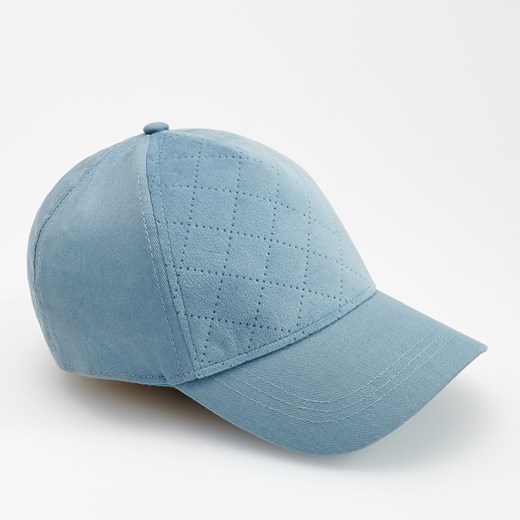 Reserved - Bawełniana czapka z daszkiem i aksamitnym przodem - Turkusowy Reserved M/L wyprzedaż Reserved