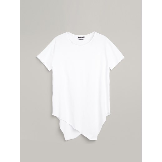 Reserved - Gładka bluzka z asymetrycznym dołem - Biały Reserved L Reserved