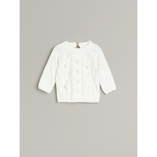 Reserved - Szenilowy sweter z ozdobnym splotem - Kremowy Reserved 104 Reserved
