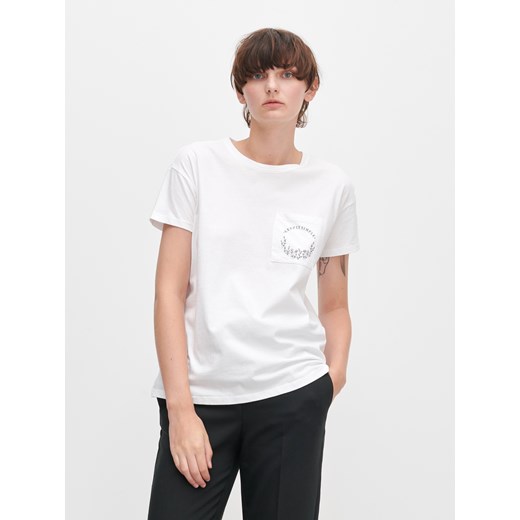 Reserved - Bawełniany t-shirt z kieszenią - Biały Reserved L Reserved