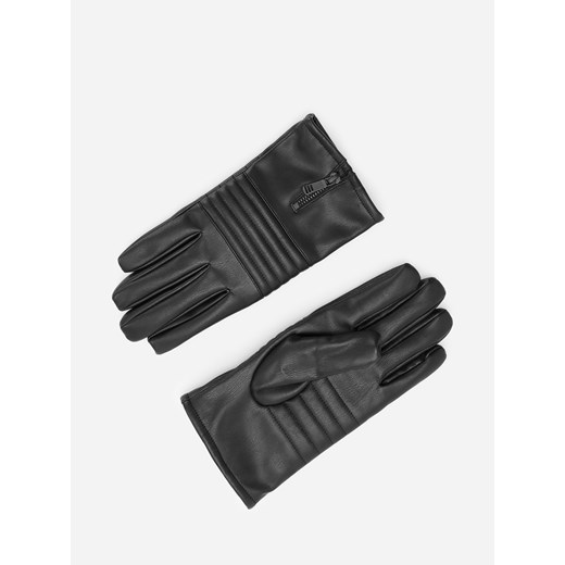 Reserved - Pikowane rękawiczki z zamkiem - Czarny Reserved M Reserved