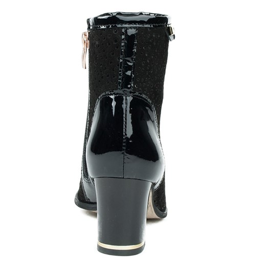 3099-008 Marco Shoes botki perforowane czarne milandi-pl czarny elegancki