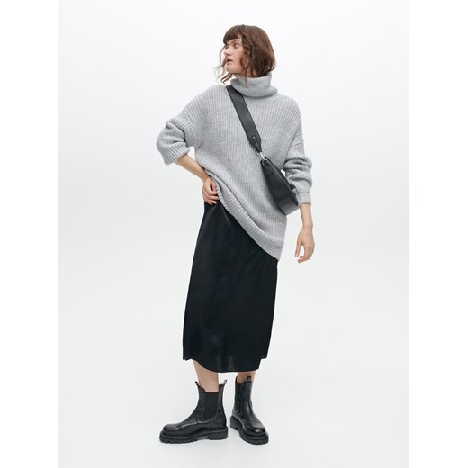 Reserved - Długi sweter z golfem - Jasny szary Reserved L Reserved