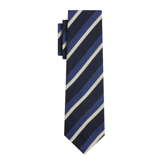 Krawat granatowy w niebieskie i białe paski EM 13 Em Men`s Accessories wyprzedaż EM Men's Accessories