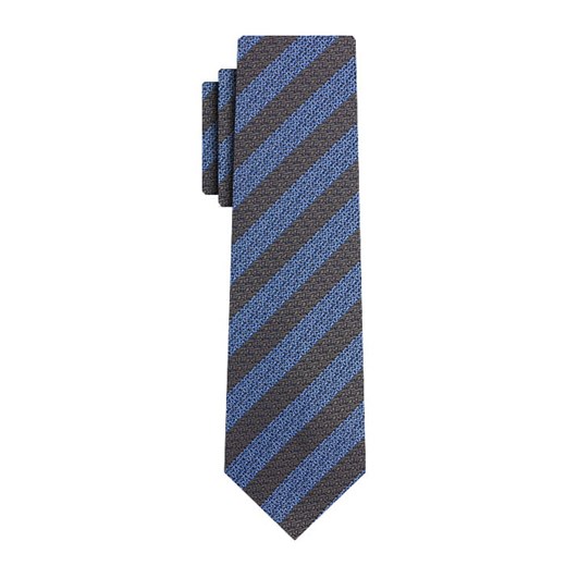 Krawat brązowy w błękitne paski 53 Em Men`s Accessories promocyjna cena EM Men's Accessories