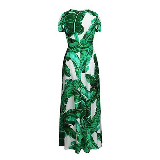 Sukienka Sandbella zielona maxi z krótkimi rękawami 