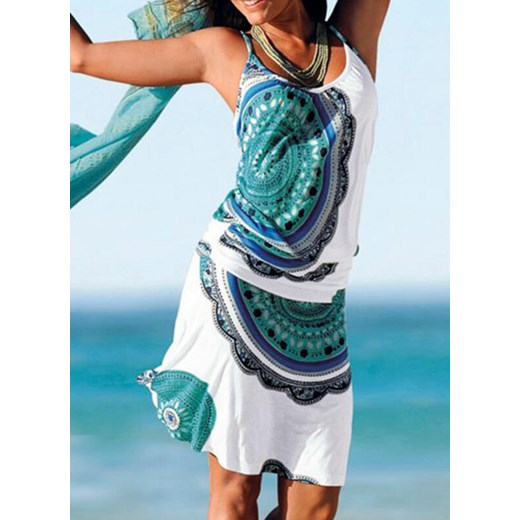 Sukienka wielokolorowa Sandbella na co dzień trapezowa na ramiączkach mini 