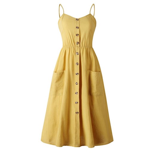 Sukienka Sandbella żółta mini z dekoltem w serek 
