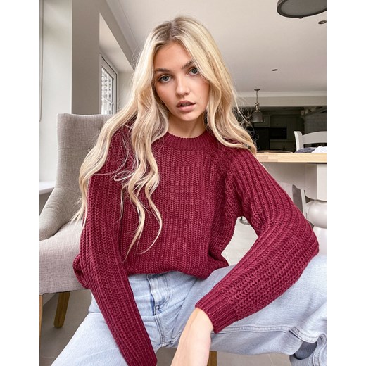 Sweter damski ONLY z okrągłym dekoltem Odzież Damska CR czerwony VBXW Sweter damski ONLY z okrągłym dekoltem Odzież Damska CR czerwony VBXW