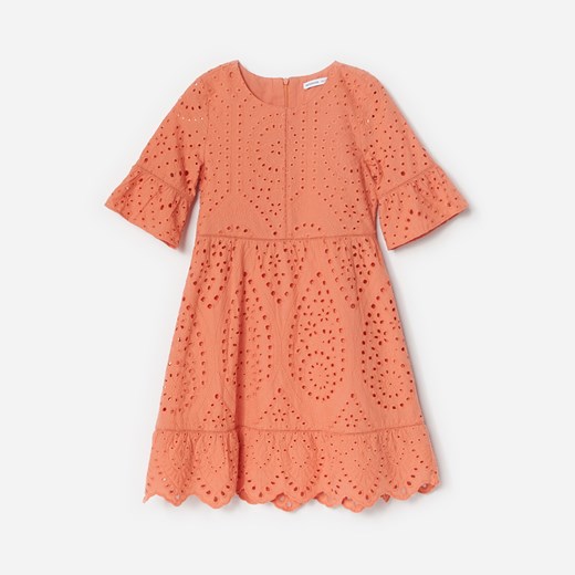 Reserved - Ażurowa sukienka z haftem - Pomarańczowy Reserved 146 promocyjna cena Reserved