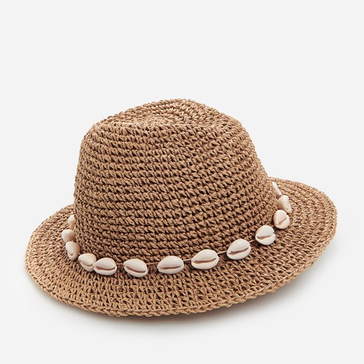 Reserved - Pleciony kapelusz z muszelkami - Beżowy Reserved S/M okazyjna cena Reserved