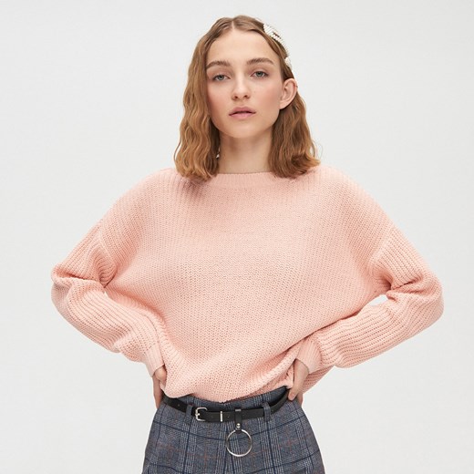 Cropp - Sweter z dekoltem w serek - Różowy Cropp L Cropp
