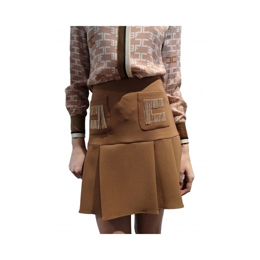 Short skirt with pockets and fine chains Elisabetta Franchi 38 IT showroom.pl