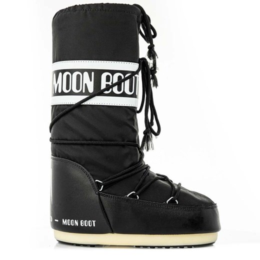 Śniegowce damskie Moon Boot płaskie czarne sznurowane 