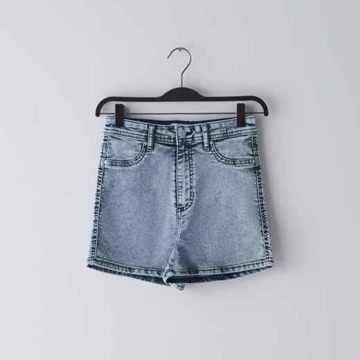 Cropp - Jeansowe szorty high waist - Niebieski Cropp 34 okazja Cropp