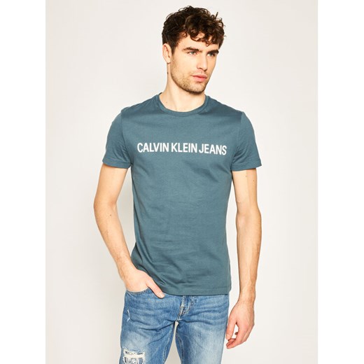 Calvin Klein Jeans T-Shirt J30J307856 Niebieski Regular Fit L okazja MODIVO