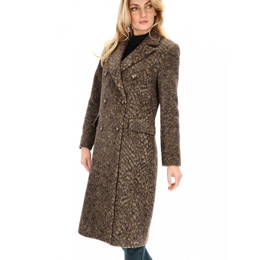 Dwurzędowy płaszcz w zwierzęcy wzór Rino & Pelle LOYCE.700W20 Rino & Pelle 48 promocyjna cena Eye For Fashion