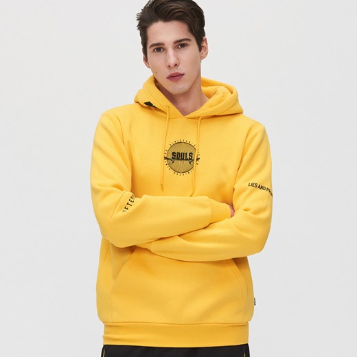 Cropp - Bluza z nadrukiem na plecach - Żółty Cropp XL Cropp