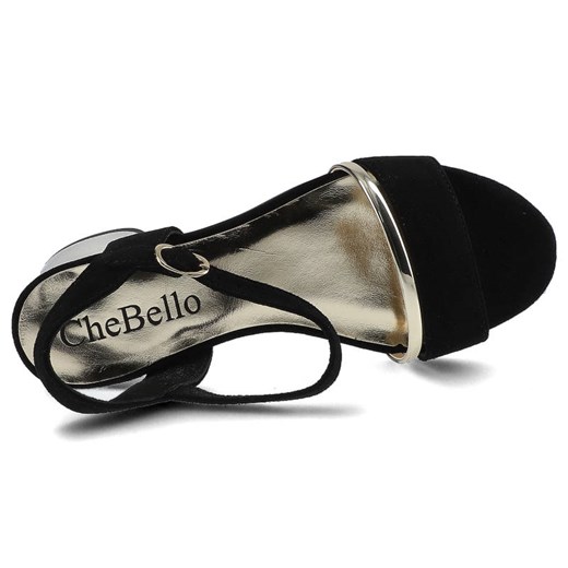 Sandały damskie czarne Chebello skórzane na lato na obcasie 