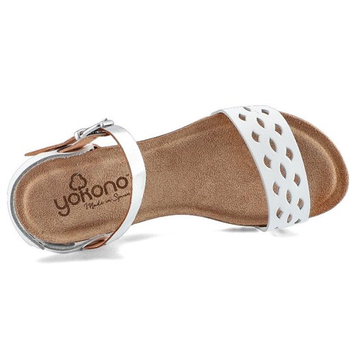 Sandały damskie srebrne Yokono skórzane bez wzorów letnie 