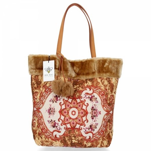 Shopper bag Bee Bag boho bez dodatków na ramię z nadrukiem