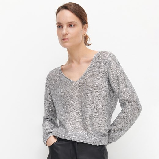 Reserved - Cekinowy sweter - Srebrny Reserved L Reserved