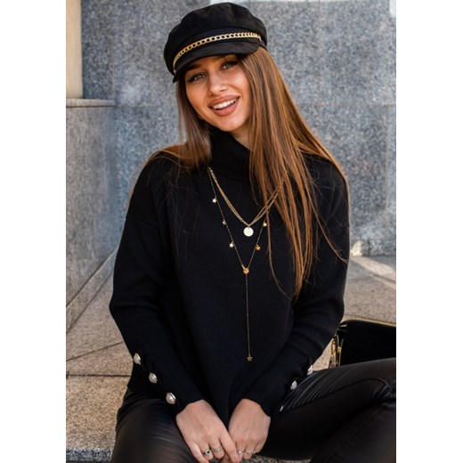 Sweter buttons czarny Fason Uniwersalny Fason