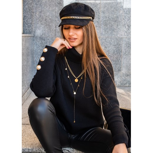 Sweter buttons czarny Fason Uniwersalny Fason