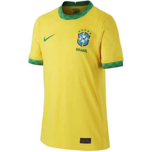 Koszulka piłkarska dla dużych dzieci Brazylia Stadium 2020 (wersja domowa) - Żółć Nike XS Nike poland
