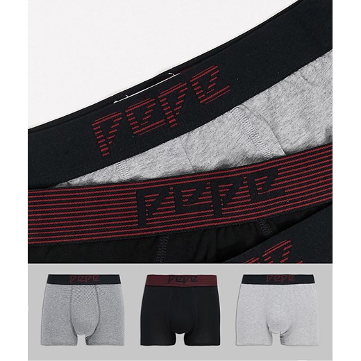 Pepe Jeans – Herman – Zestaw 3 par bokserek w różnych kolorach-Szary Pepe Jeans M Asos Poland promocyjna cena