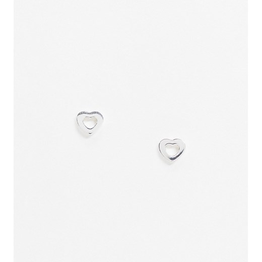 ASOS DESIGN – Kolczyki-wkręty ze srebra wysokiej próby z otwartym wzorem w kształcie serca-Srebrny No Size Asos Poland