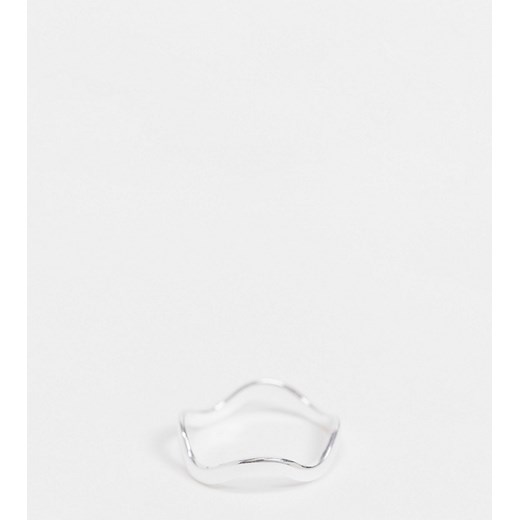 ASOS DESIGN – Pierścionek ze srebra wysokiej próby w kształcie fali o lśniącym wykończeniu-Srebrny L Asos Poland