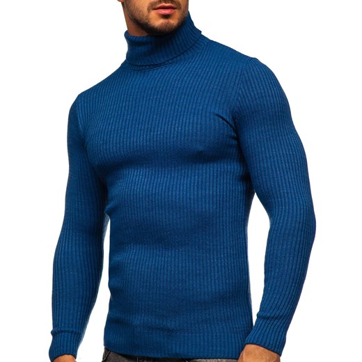 Niebieski sweter męski golf Denley 4607 L Denley wyprzedaż