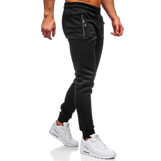 Czarne spodnie męskie dresowe Denley JX8501 L okazja Denley