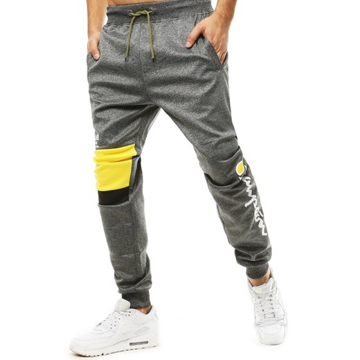 Spodnie męskie dresowe joggery ciemnoszare UX2703 Dstreet L okazyjna cena DSTREET