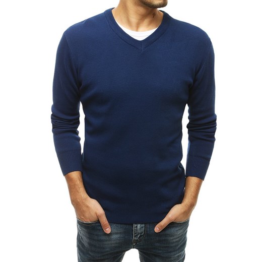Sweter męski w serek niebieski WX1546 Dstreet XL okazja DSTREET