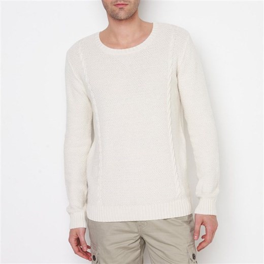 Sweter z okrągłym dekoltem, 100% bawełny, SOFT GREY la-redoute-pl bezowy bawełniane