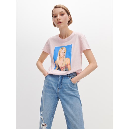 Reserved - T-shirt Paris Hilton - Różowy Reserved S Reserved okazja