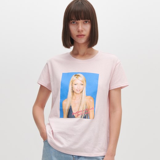 Reserved - T-shirt Paris Hilton - Różowy Reserved S Reserved okazja