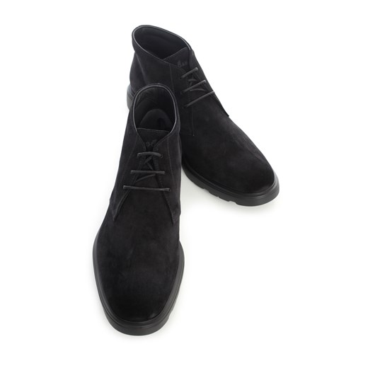 Hogan buty zimowe męskie czarne skórzane sznurowane 
