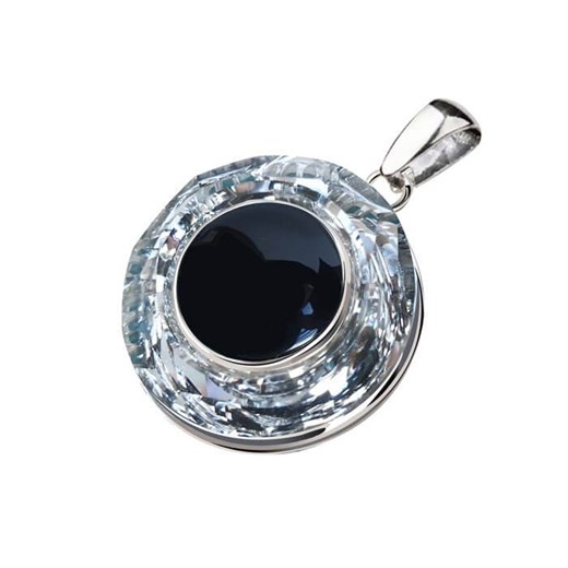 Wisiorek srebrny zdobiony Swarovski Crystal Cosmic Ring W 1705 Onyks Polcarat Design  Polcarat Design