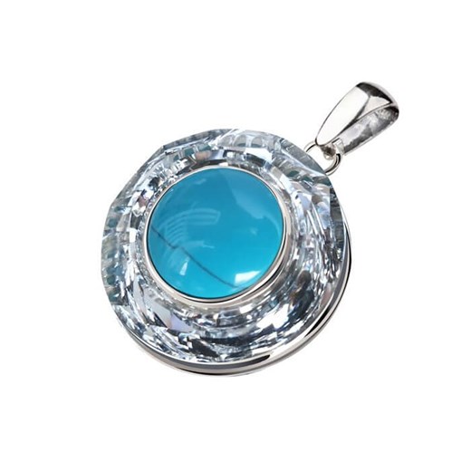 Wisiorek srebrny zdobiony Swarovski Crystal Cosmic Ring W 1705 Turkus Polcarat Design  okazyjna cena Polcarat Design