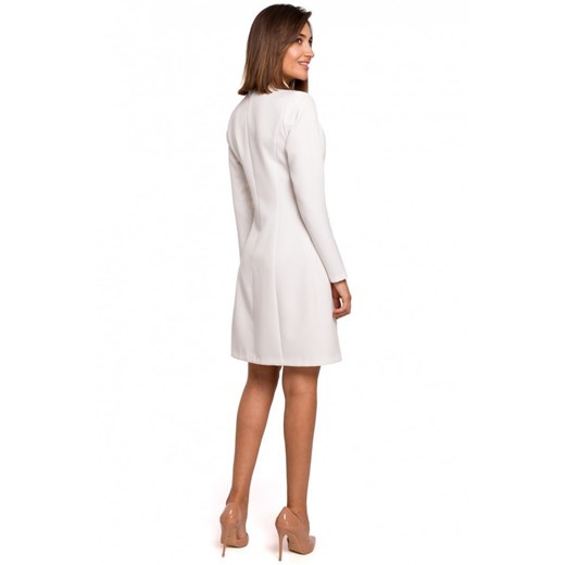 Sukienka biała Style mini z długimi rękawami z elastanu 