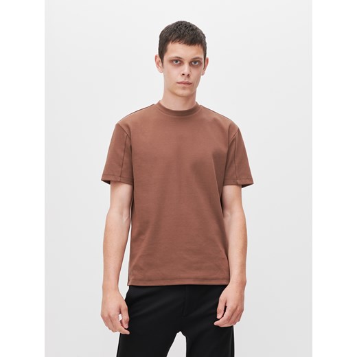 Reserved - Gładki T-shirt z bawełny organicznej - Brązowy Reserved L Reserved
