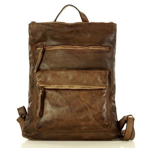 Marco Mazzini Plecak skórzany włoski backpack retro classic beż khaki Marco Mazzini Handmade uniwersalny Verostilo