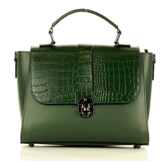 Marco Mazzini Torebka kuferek handbag skóra crocodile zielony Genuine Leather uniwersalny Verostilo