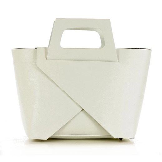 MARCO MAZZINI Oryginalna torebka do ręki shopper basket biała Genuine Leather uniwersalny Verostilo