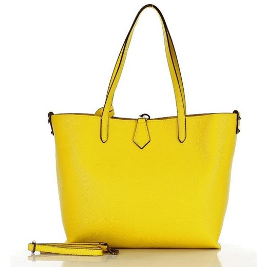 MARCO MAZZINI Torebka shopper XXL glamour tropikalny żółty Genuine Leather uniwersalny Verostilo