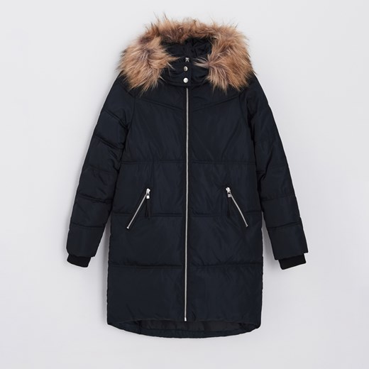 Cropp - Pikowany płaszcz z ekologicznym wypełnieniem - Czarny Cropp XL Cropp